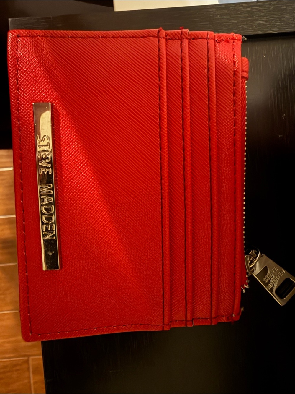 Steve Madden Bright Red Cardholder with Gold Logo